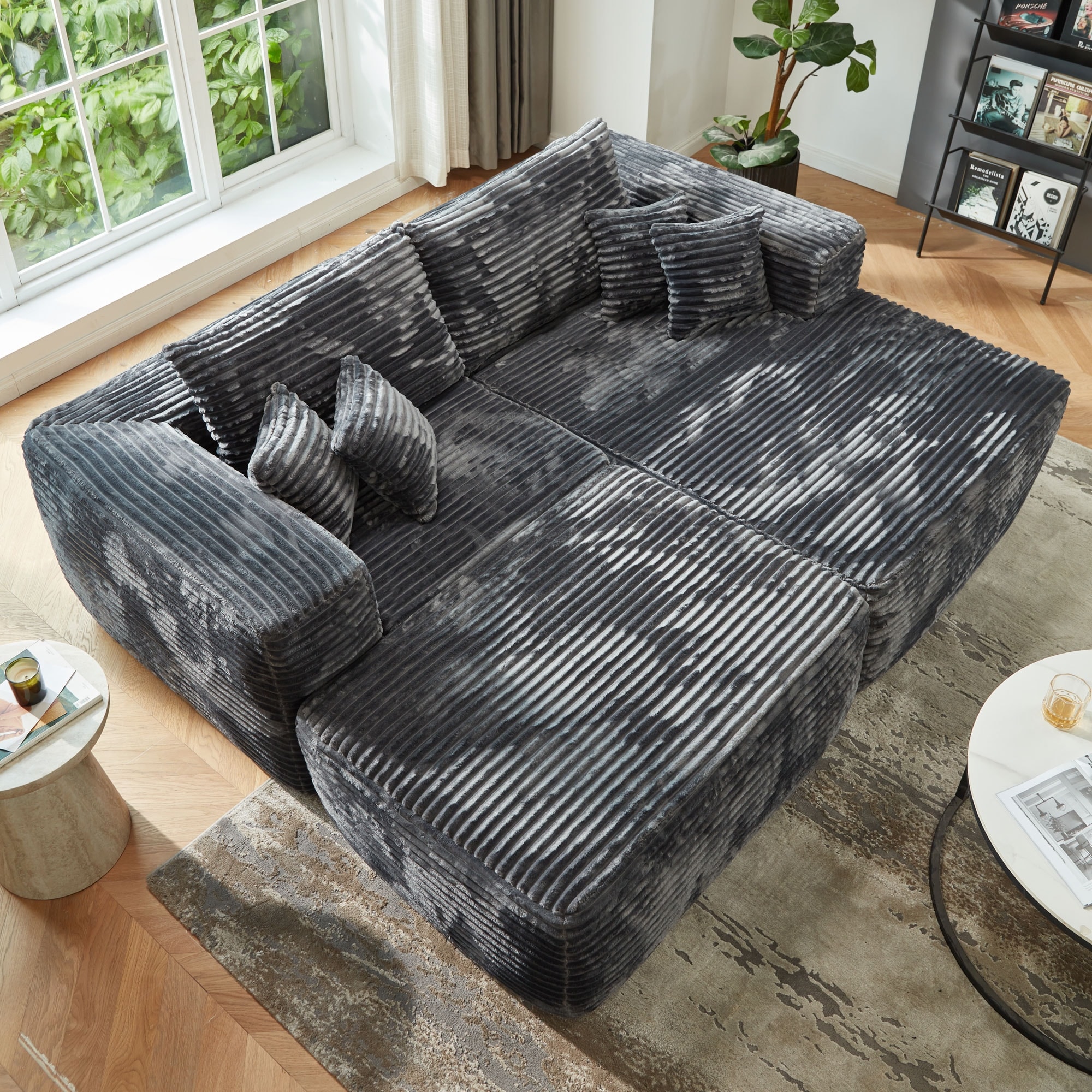 HOOOWOOO Modern Plush Sectional Sofa L shaped Couch with Removable Ottoman