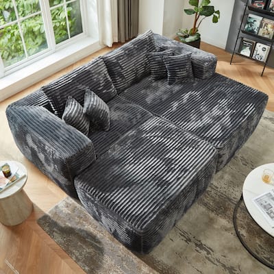 HOOOWOOO Modern Plush Sectional Sofa L-shaped Couch with Removable Ottoman