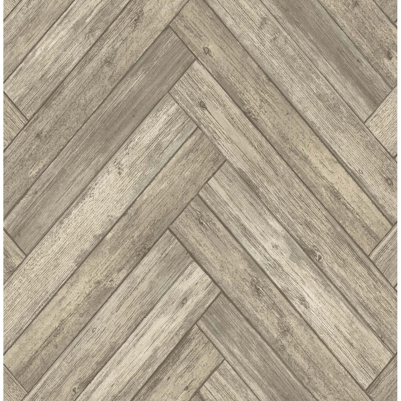 Seabrook Designs Stacked Chevron Faux Wood Unpasted Wallpaper