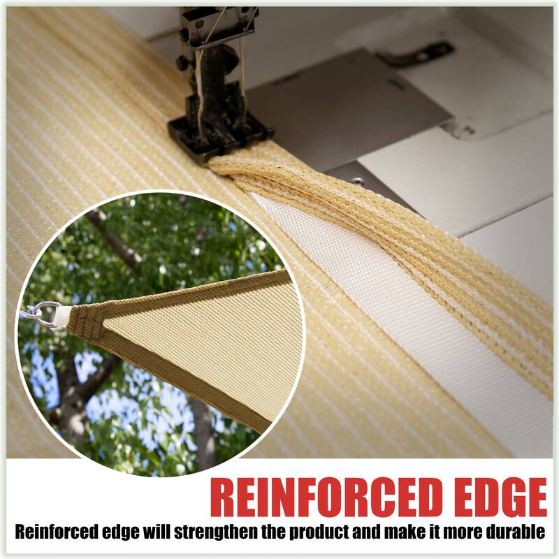 ColourTreeUSA Triangle Sun Shade Sail w/Cable Ropes HDPE Mesh Fabric Screen Canopy UV Block 190 GSM