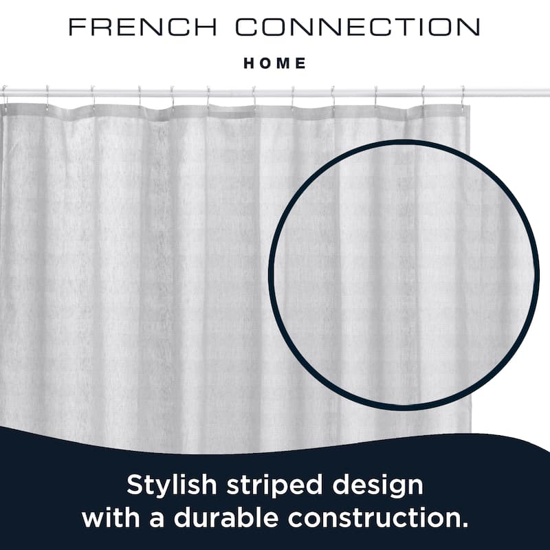 French Connection Grey Cotton Blend 13 Piece Shower Curtain Set 72x72