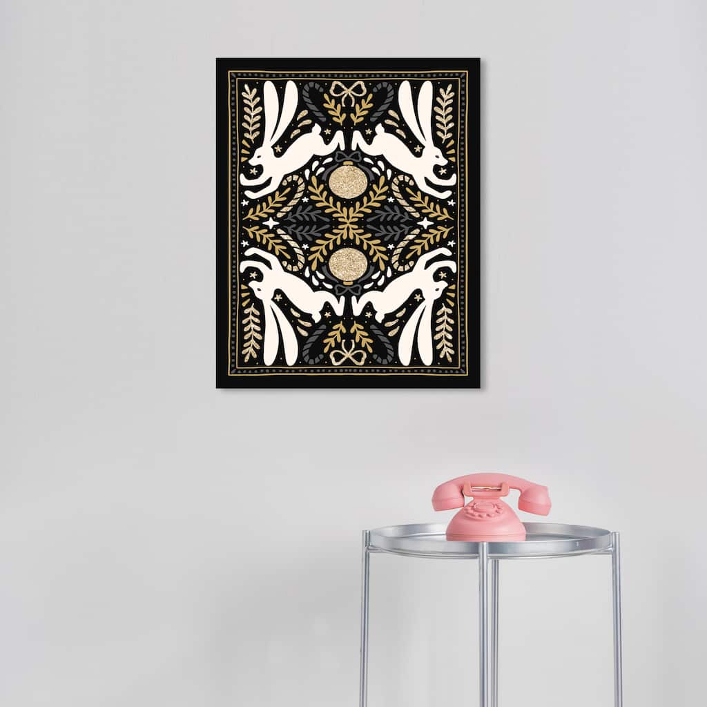 Wynwood Studio Canvas Animals Scandinavian Winter with Glitter Black Glam Wall Art Canvas Print