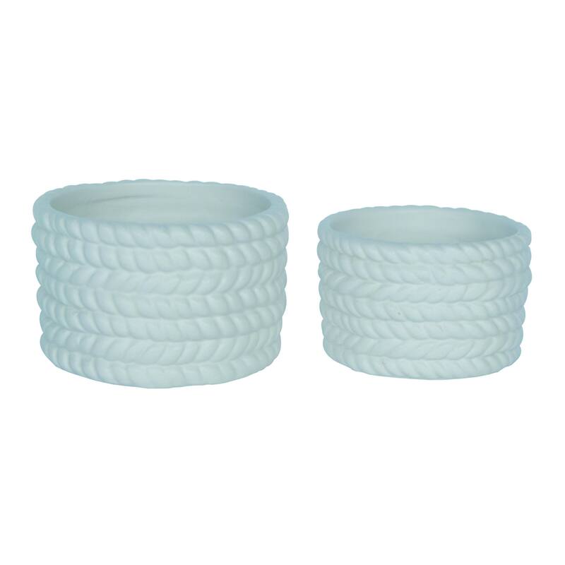 Transpac Dolomite 4 in. Off-White Spring Faux Woven Trinket Containers Set of 2