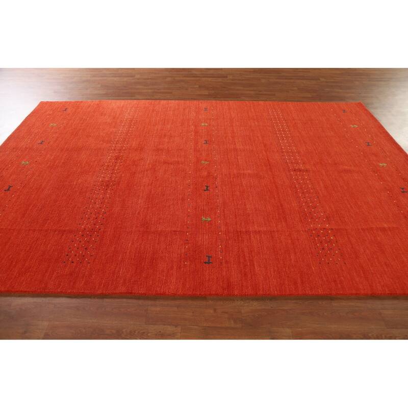 Salmon Gabbeh Area Rug Hand-Knotted Wool Carpet - 6'6"x 9'9"