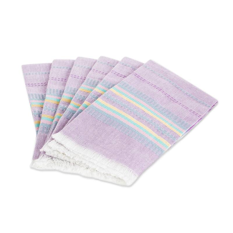 Novica Handmade Traditional Taste In Lavender Cotton Napkins (Set Of 6)