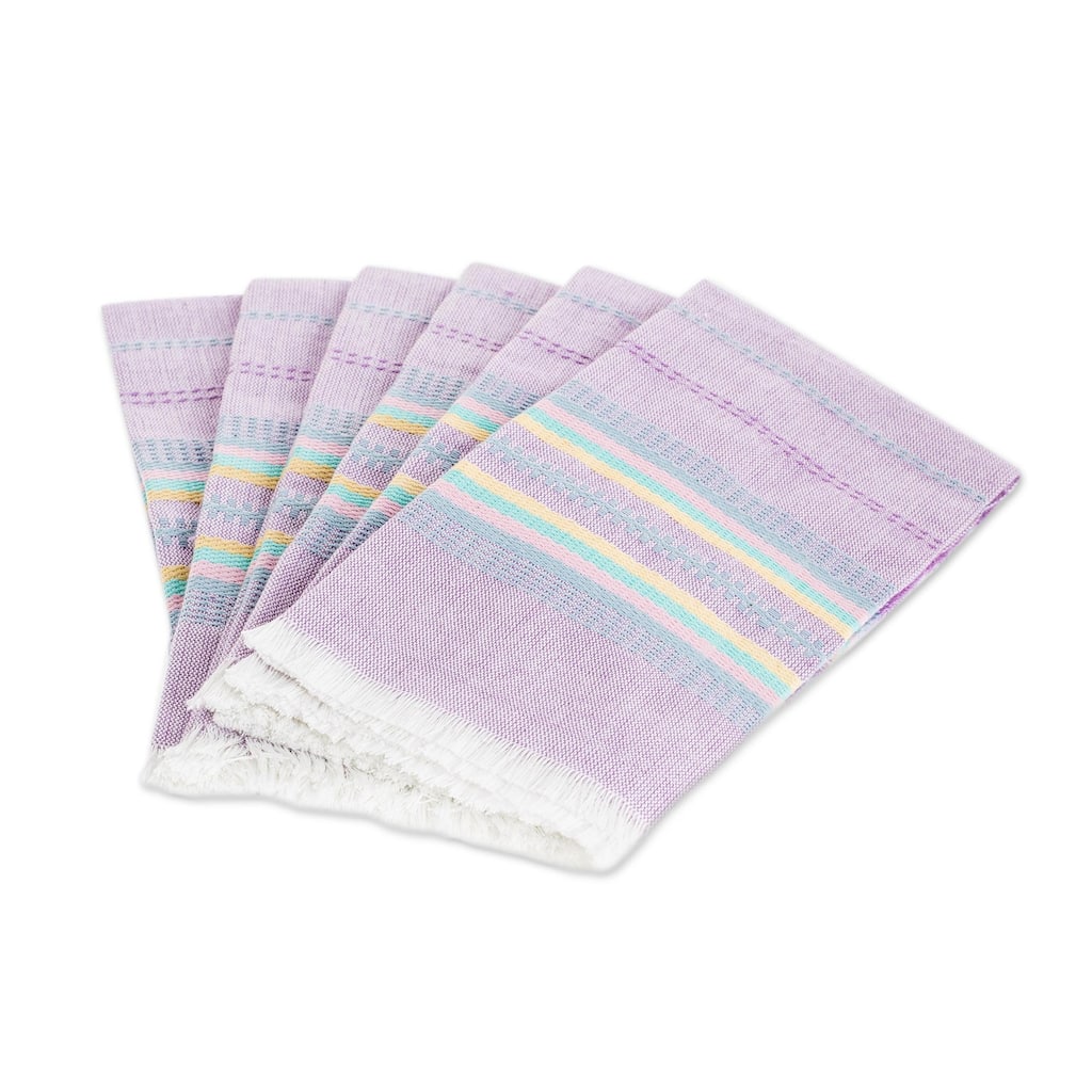 Novica Handmade Traditional Taste In Lavender Cotton Napkins (Set Of 6)