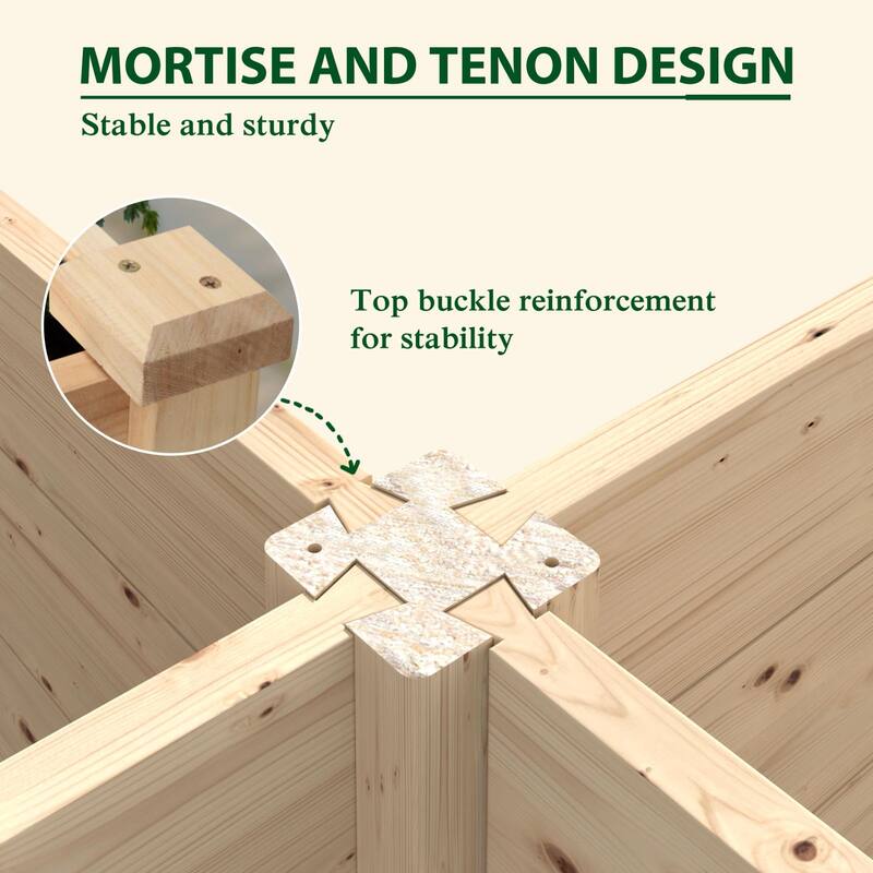 VEIKOUS Natural Wood Raised Garden Bed, Outdoor Planter Box for Vegetables, Flowers, Herbs, Natural Brown