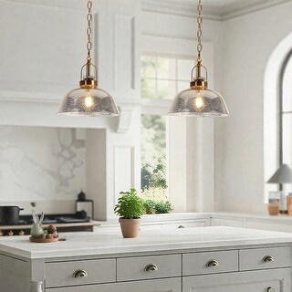Image showcasing Swara Modern 1-Light Textured Glass Pendant Light for Kitchen Island ...