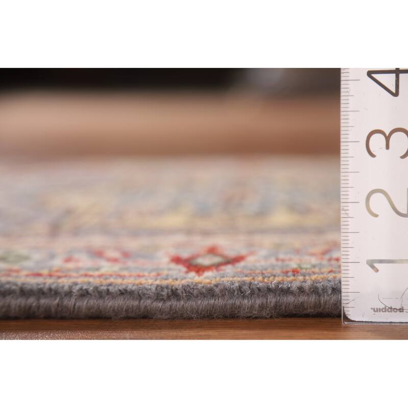 Gray Geometric Heriz Serapi Indian Rug Hand-Knotted Wool Carpet - 2'0"x 3'0"