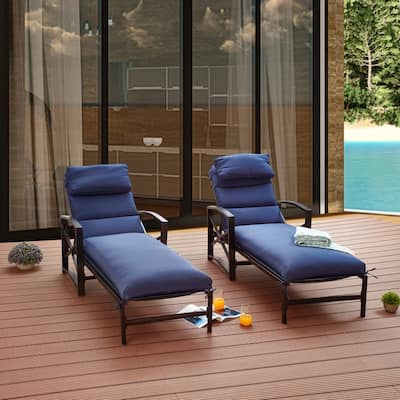 PATIO FESTIVAL Outdoor Chaise Lounger Cushions (2-Pack)