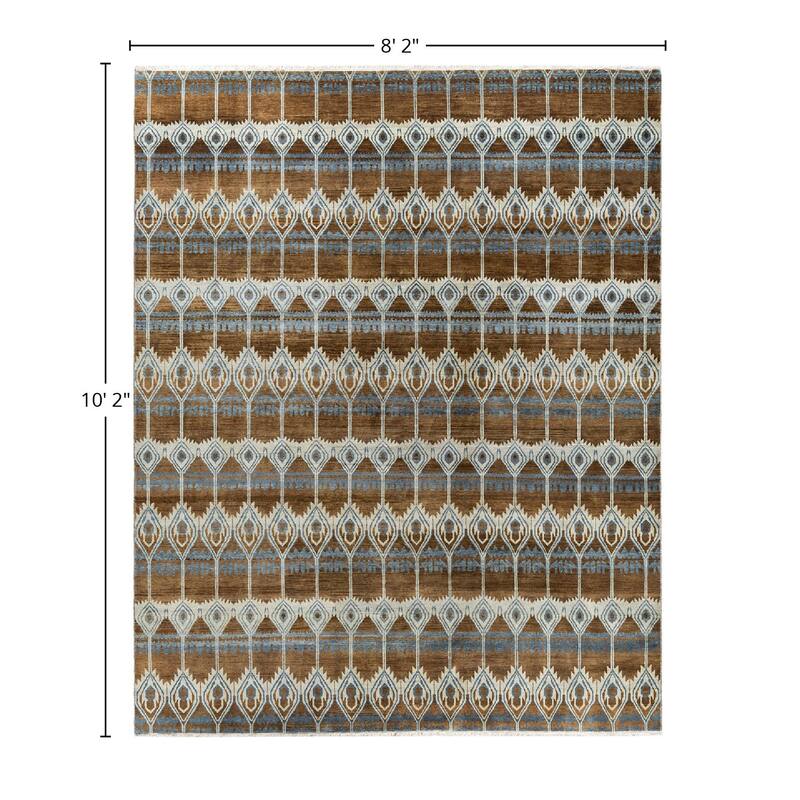 Ikat One-of-a-Kind Hand-Knotted Area Rug - Brown, 8' 2" x 10' 2" - 8' 2" x 10' 2"