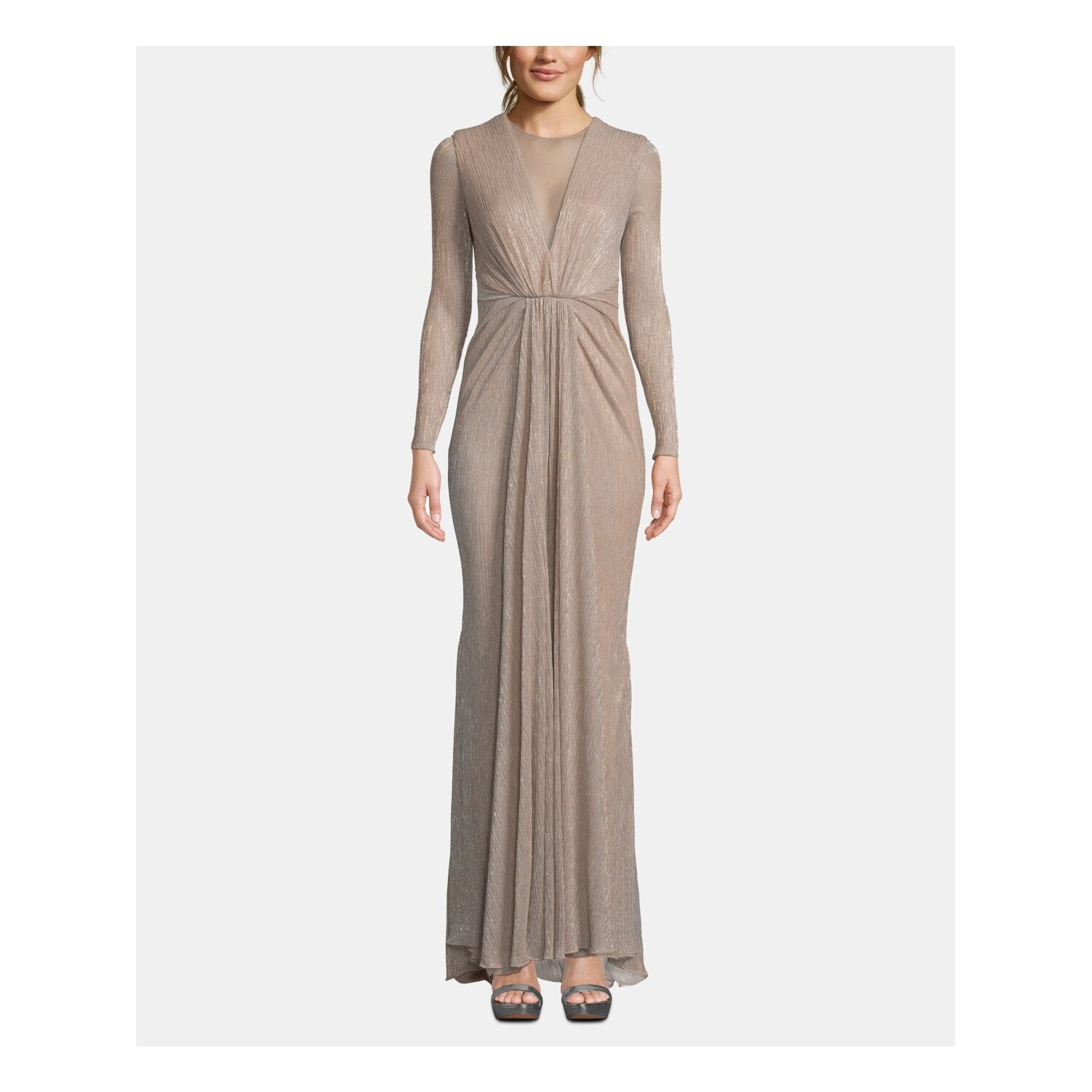 \u0026 ADAM Gold Long Sleeve Maxi Dress 6