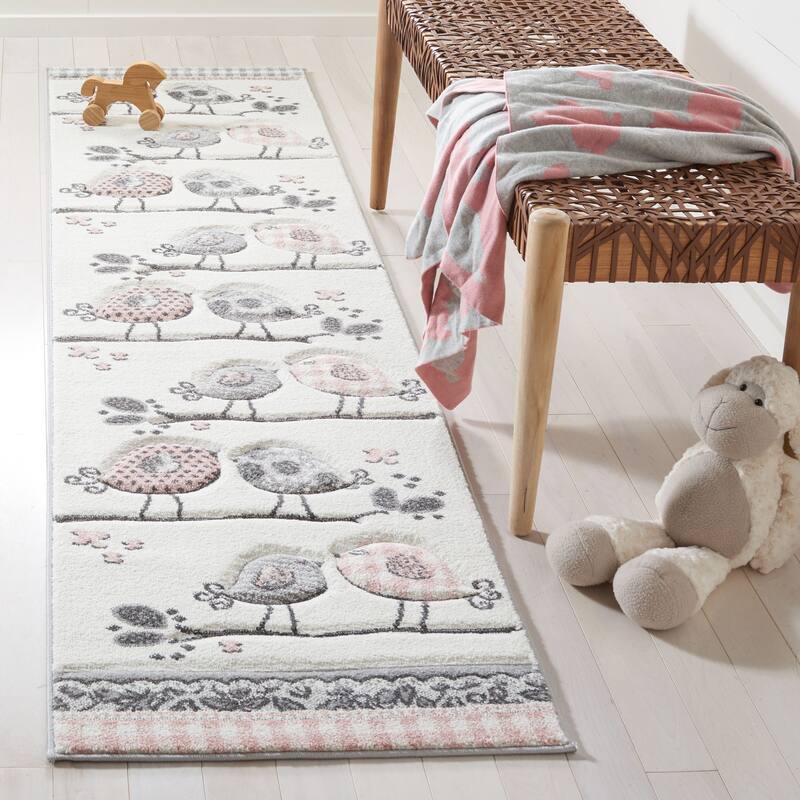 SAFAVIEH Carousel Kids Laureana Transitional Rug - 2' x 8' Runner - Pink/Ivory