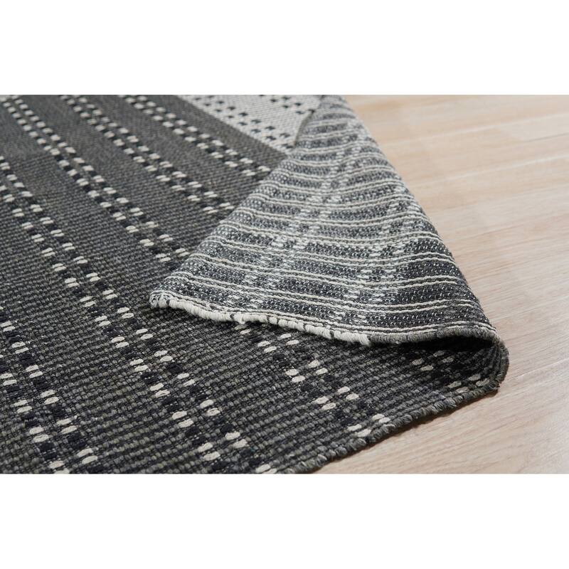 Home Decor EORC Hand-Knotted Wool and Cotton Flat Weave Rug, Charcoal Stylish and Durable Area Rug for Enhancing the Comfort