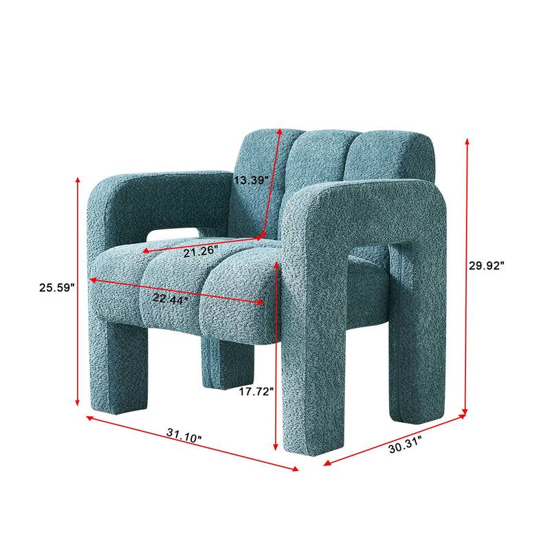 Modern 31.10" Boucle Upholstered Accent Chair with Plush Seat Cushion, Easy Assembly, and Comfortable Design