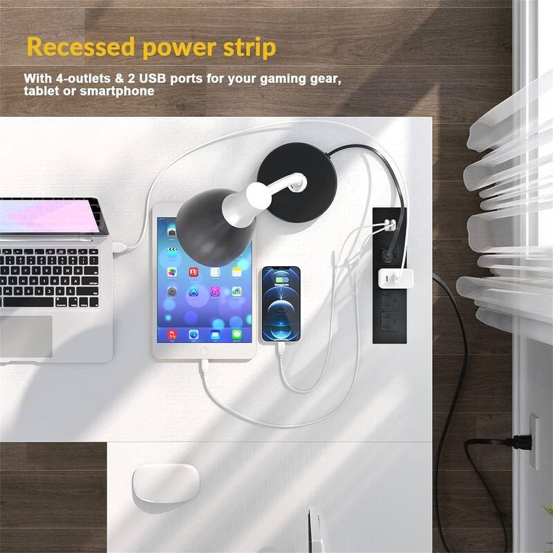 L Shaped Desk with USB Charging Port and Power Outlet