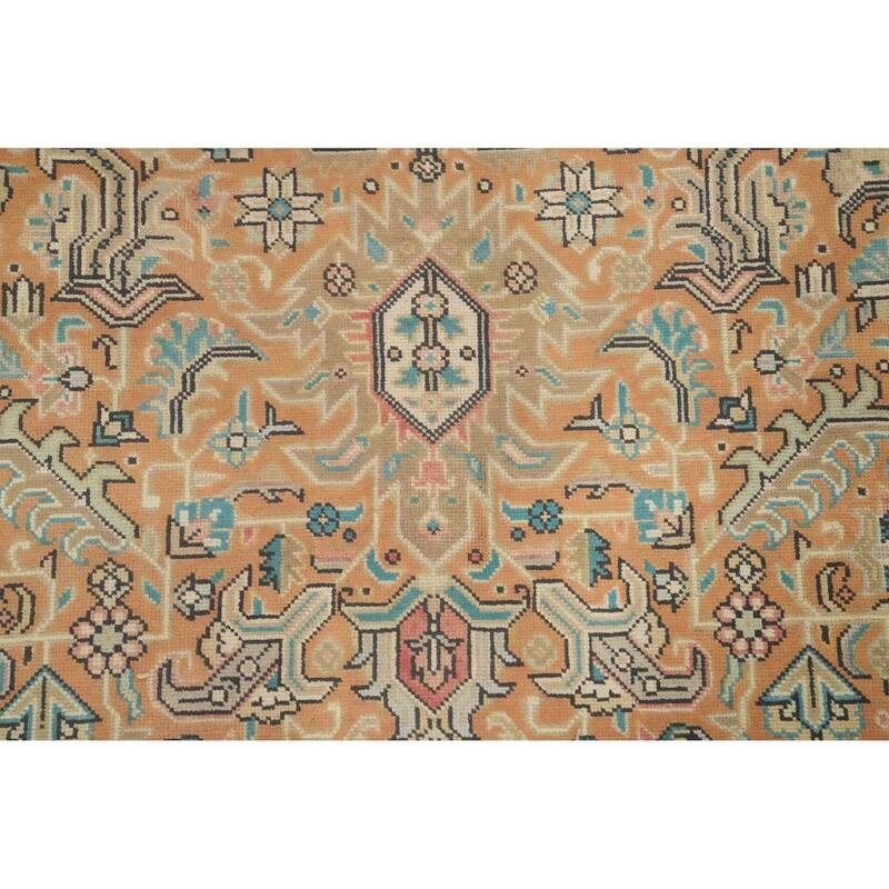 Hand Knotted Oriental 100% Wool Carpet Traditional Floral Oranges & Rust Tabriz Area Rug - 11' 5'' X 8' 0''