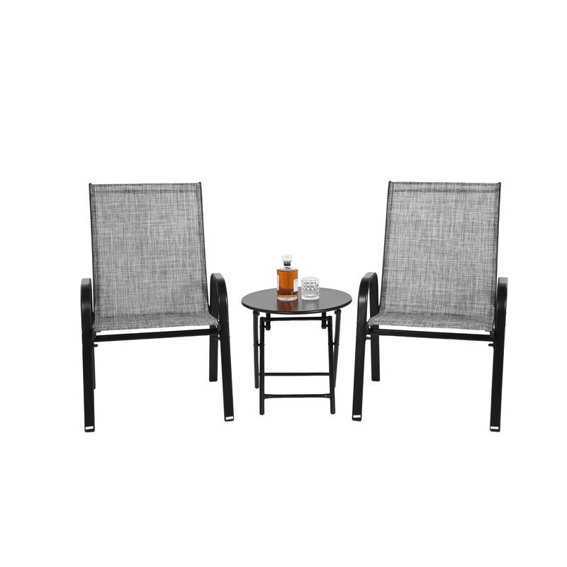 3-Piece Patio Set – Outdoor Camping Chairs with Folding Steel Table