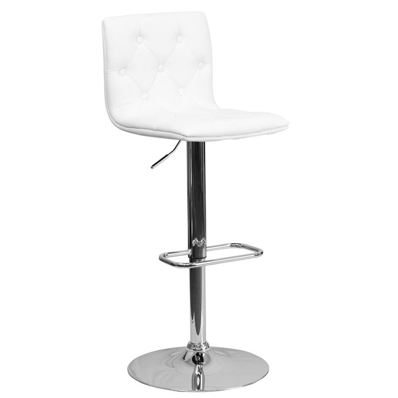 Contemporary Button Tufted Vinyl Adjustable Height Barstool with Chrome Base - 15"W x 18"D x 35.25" - 43.75"H