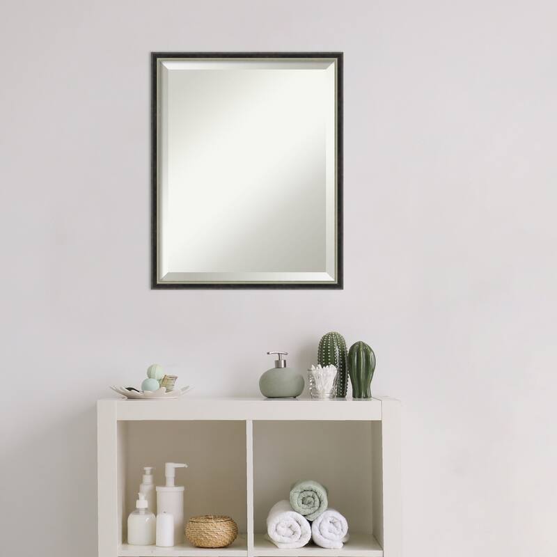 Theo Narrow Beveled Wood Framed Bathroom Vanity Wall Mirror