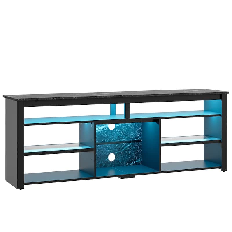 Bestier Tall LED TV Stand for TV, Modern Marble Entertainment Center with Storage for PS5, Gaming Console for Gaming Room