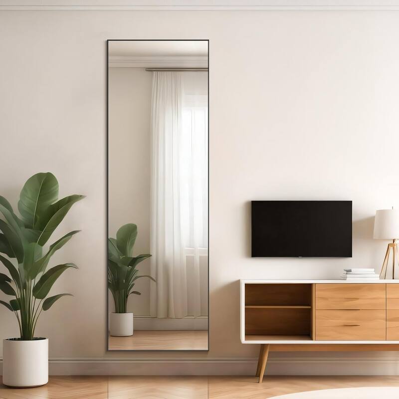 Mirror Full Length, 21"x64" Body Wall Mirrors, Floor Standing, Large Tall Mirror with Stand Aluminum Alloy Frames