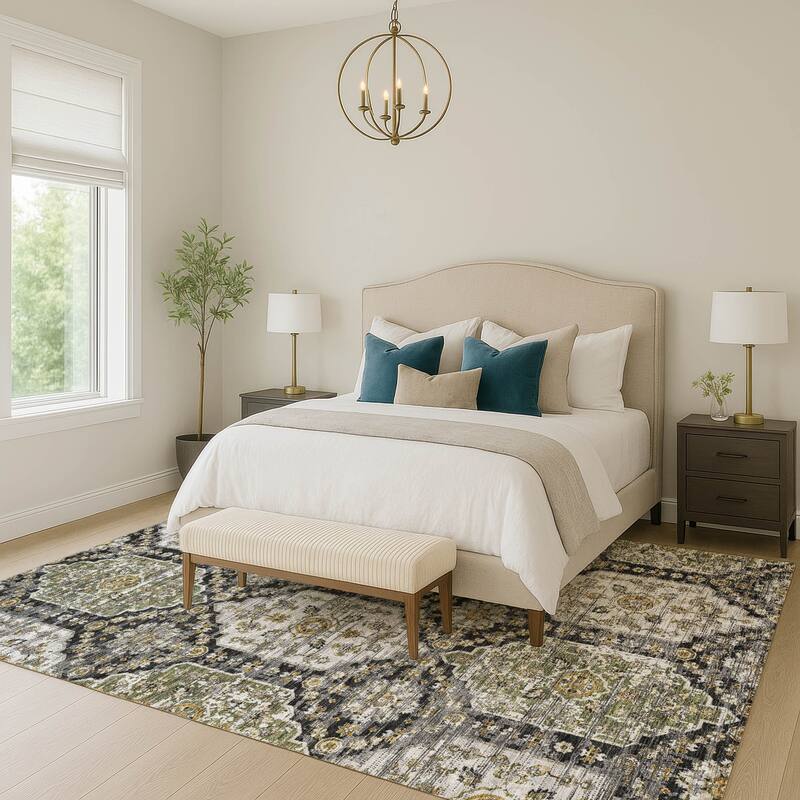 Machine Washable Indoor/ Outdoor Traditional Kiowa Chantille Rug