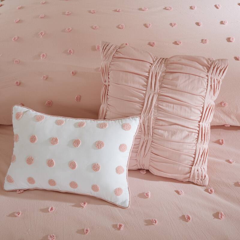 Intelligent Design Maize Cotton Jacquard Duvet Cover Set with Euro Shams and Throw Pillows