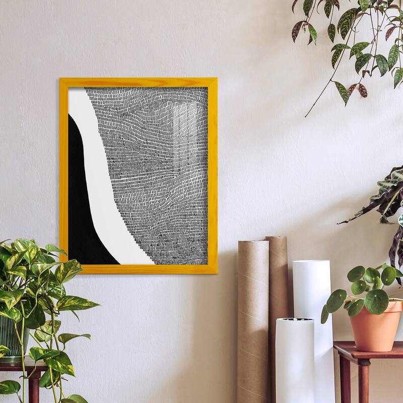 Black & White Abstract I -Framed Print w/glass-Cherry Red