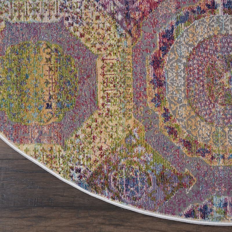 Hodis Power Loomed Distressed Geometric Modern Non Skid Area Rug By HomeRoots - 72' X '72' X '0.5