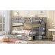 preview thumbnail 11 of 9, Multifunctional Design Wood Bunk Bed with Storage Space and Guardrail, Stable Construction, Grey