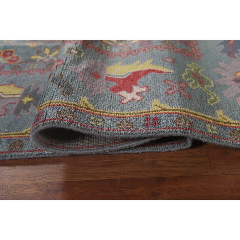 Floral Gray Oushak Area Rug Handmade Wool Carpet - 8'1"x 9'8"