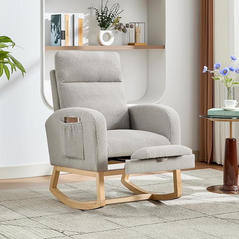 Nursery Rocking Chair with Foot Rest for Mom Nursery, Rocker Glider Chair with High Backrest