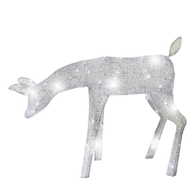 Christmas 3 ft. Elegant Morphing Woven Glitter Feeding Doe Deer