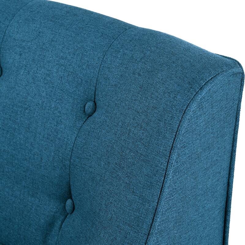 Fabric Upholstered Armchair, Button Tufted Lounge Reading Chair, Sofa Chair with Solid Wood Legs for Living Room, Bedroom