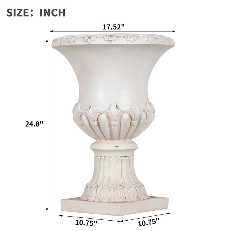 Christopher Knight Home - Classical 24.8"H Outdoor Pedestal Urn Planter with Fleur-de-Lis Design