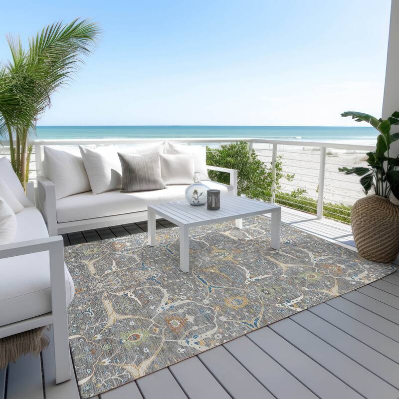 Machine Washable Indoor/ Outdoor Traditional Persian Chantille Rug