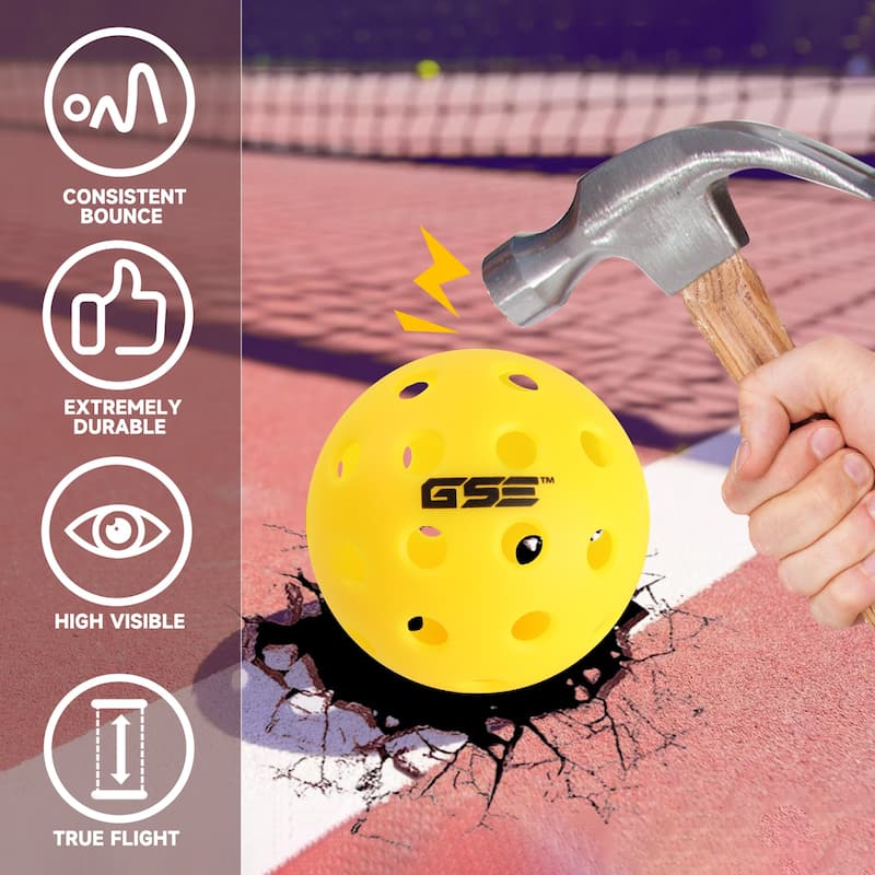 GSE™ 12Pack Outdoor Pickleball Balls Set. Standard 40 Holes Pickleball