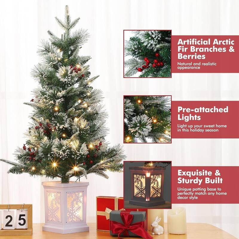 Christmas Tree with 78 Multi-Color Led Lights, 3 Ft Pre-Lit Artificial Christmas Decoration