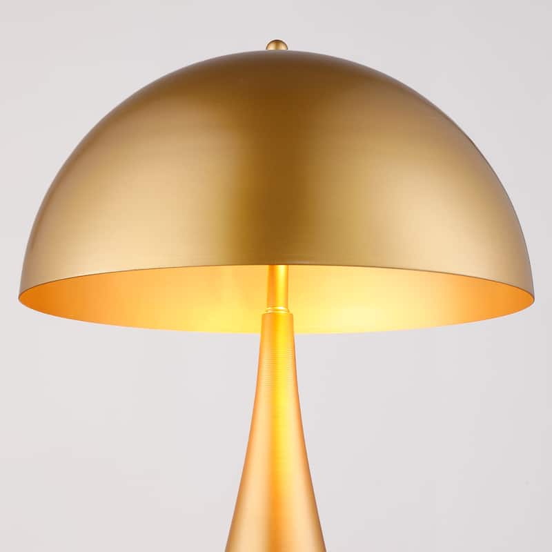 American Retro 2-Light Table Lamp, Scifi Gold Steampunk Metal Dome Shade