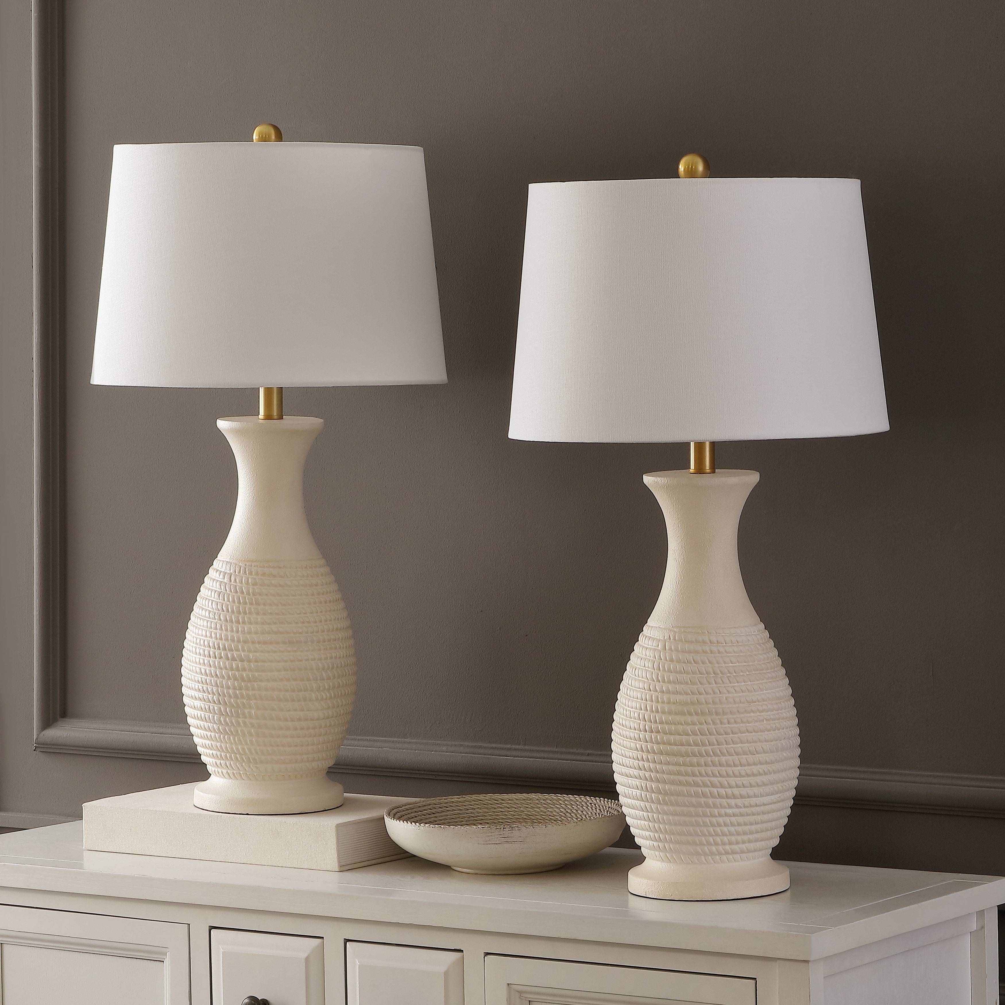 SAFAVIEH Lighting Theresie Grey 30-inch LED Table Lamp (Set of 2) - 15"x15"x30" - 15"W x 15"D x 30"H