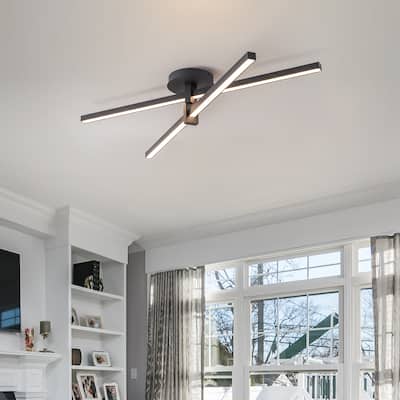 Beta Modern Dimmable Integrated LED Flush Mount Ceiling Light Black