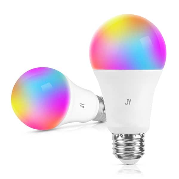 slide 2 of 5, Smart A19 Dimmable Light Bulb - Dimmable Color Changing LED, Compatible with Smart Assistant, No Hub Required (SET of 2) - White