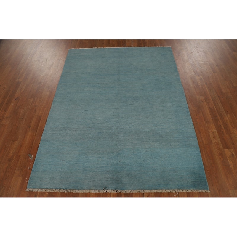 Modern Blue Gabbeh Oriental Area Rug Handmade Wool Carpet - 4'10" x 6'6"