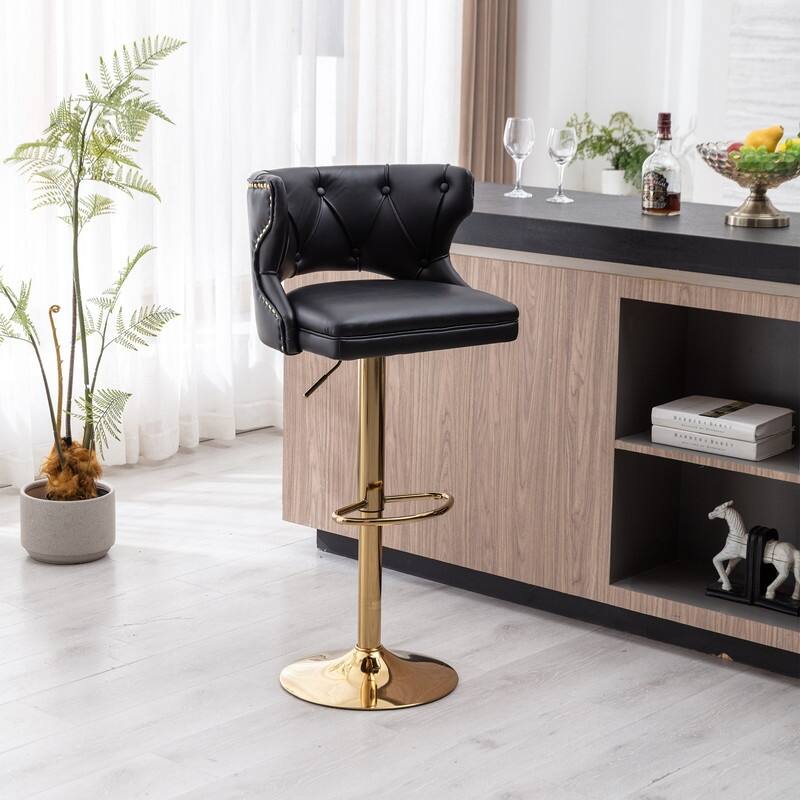 Modern/Luxury Leather Bar Stools With Back and FootrestAdjustable