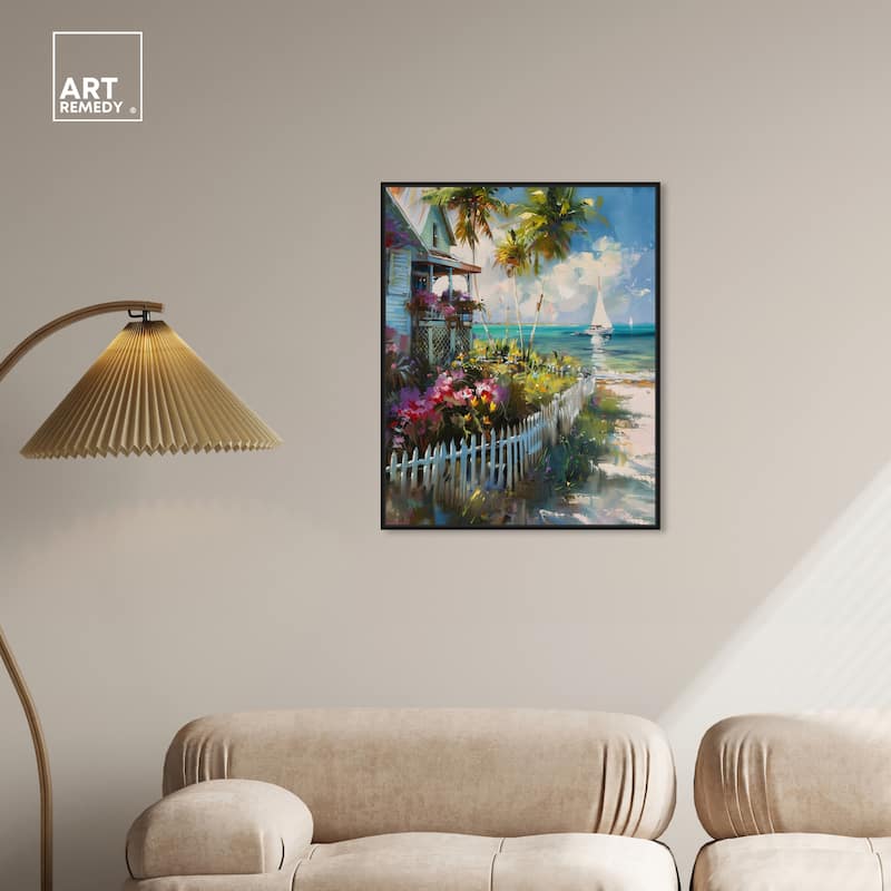 Art Remedy Local Beach House Framed Colorful Coastal 1 Piece Canvas Wall Art