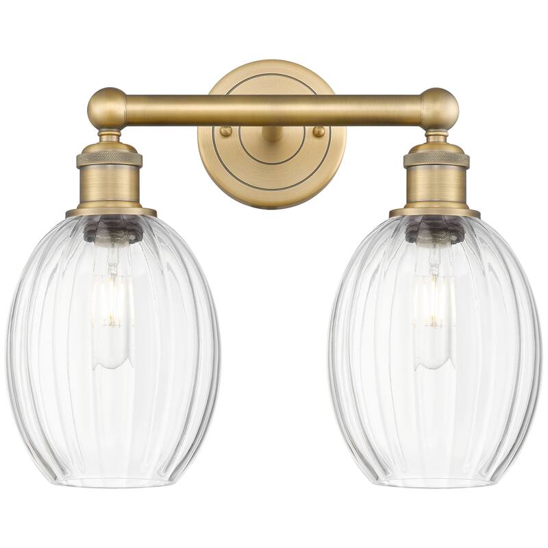 Innovations Lighting Endless Possibilities Edison - Preston - 2 Light 15" Bulb Shade Bath Vanity Light - Clear/Brushed Brass