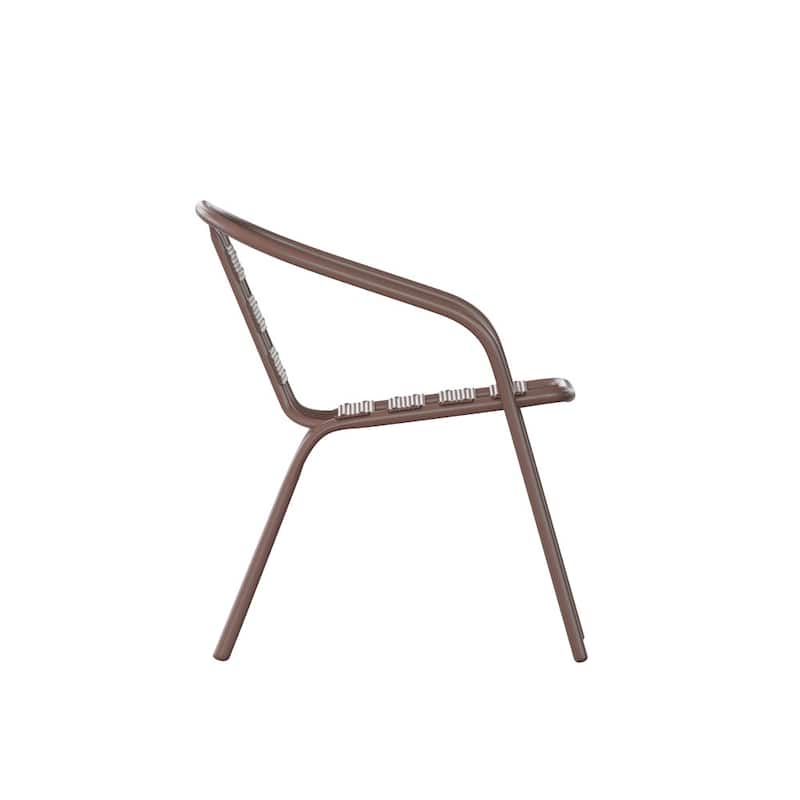 Modern Aluminum Slat Stacking Outdoor Restaurant Chairs (Set of 4)