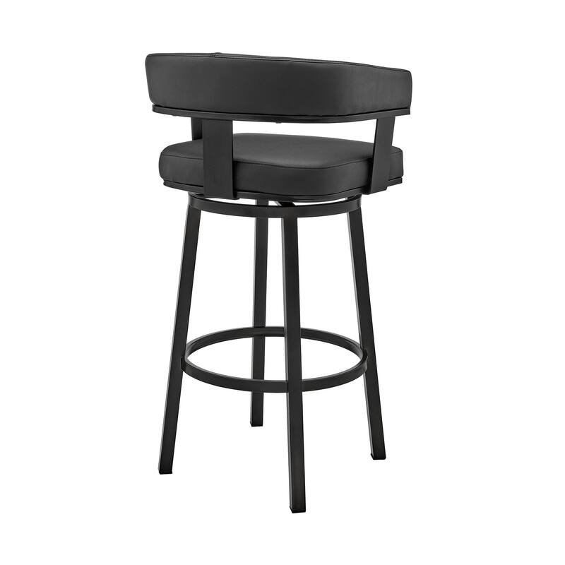 Jack 26 Inch Counter Height Bar Stool, Swivel Chair, Faux Leather, Black