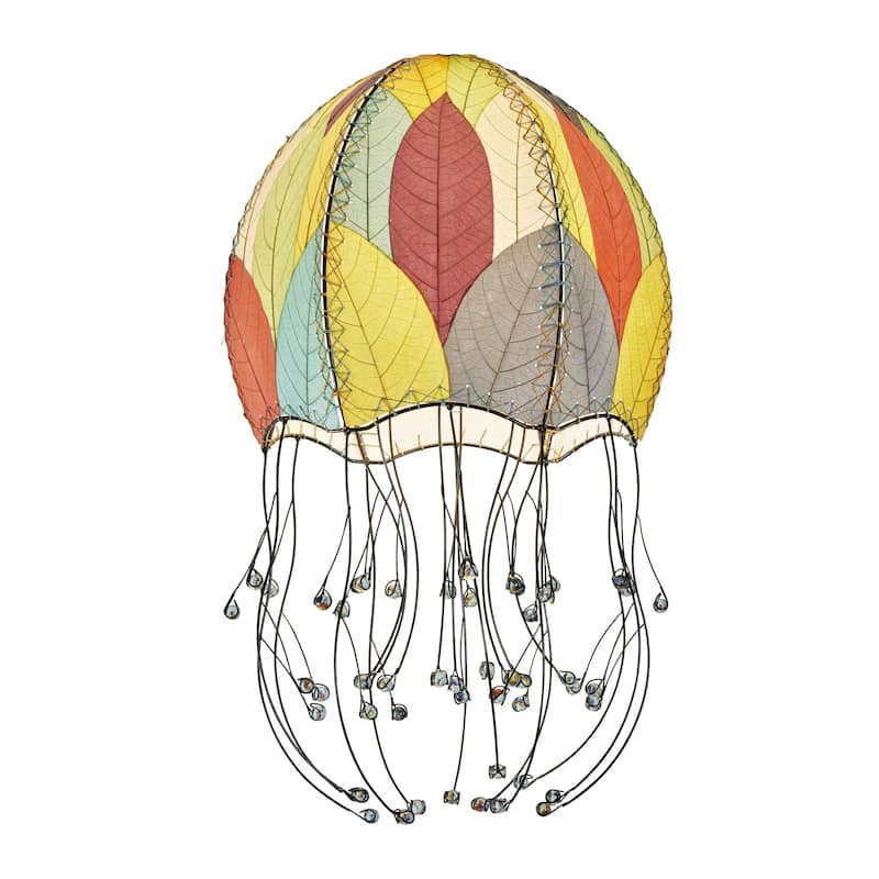Eangee Handmade Jellyfish Pendant, Cocoa Leaves Shade, 15 x 15 x 35 in. - 15 x 15 x 35